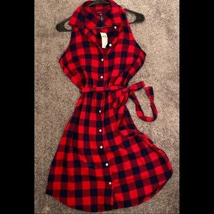 Gap sleeveless flannel plaid dress Small